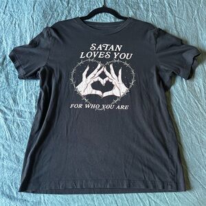 Black Graphic T-Shirt with White Print